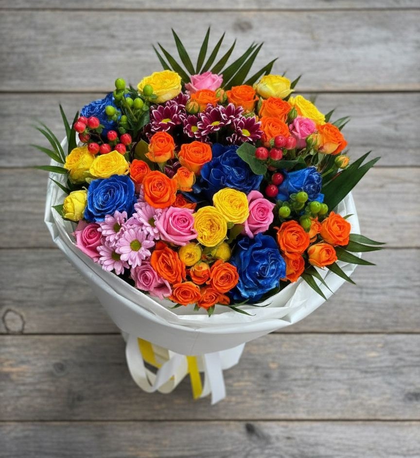 Букет цветов из: Розы и Хризантемы в Спасске Кемеровской области