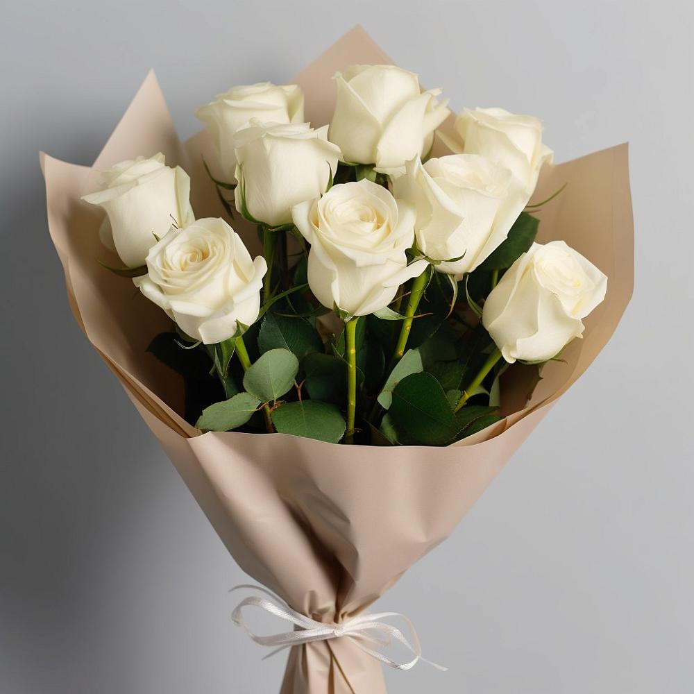 Букет 9 Белых роз Эдлесс Лав в Спасске Кемеровской области