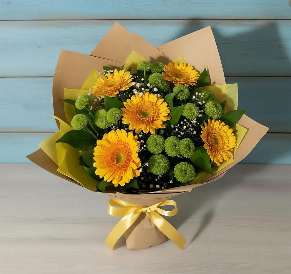 Букет цветов из: Герберы и Хризантемы в Спасске Кемеровской области