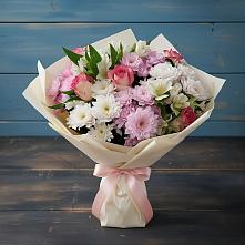 Букет цветов из:  Хризантемы, Альстромерии и Розы #REPLACE_PRED# Спасске Кемеровской области