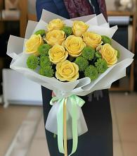 Букет цветов из:  Хризантемы и Розы в Спасске Кемеровской области