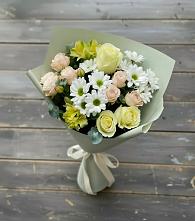 Букет цветов из:  Альстромерии, Розы и Хризантемы в Спасске Кемеровской области