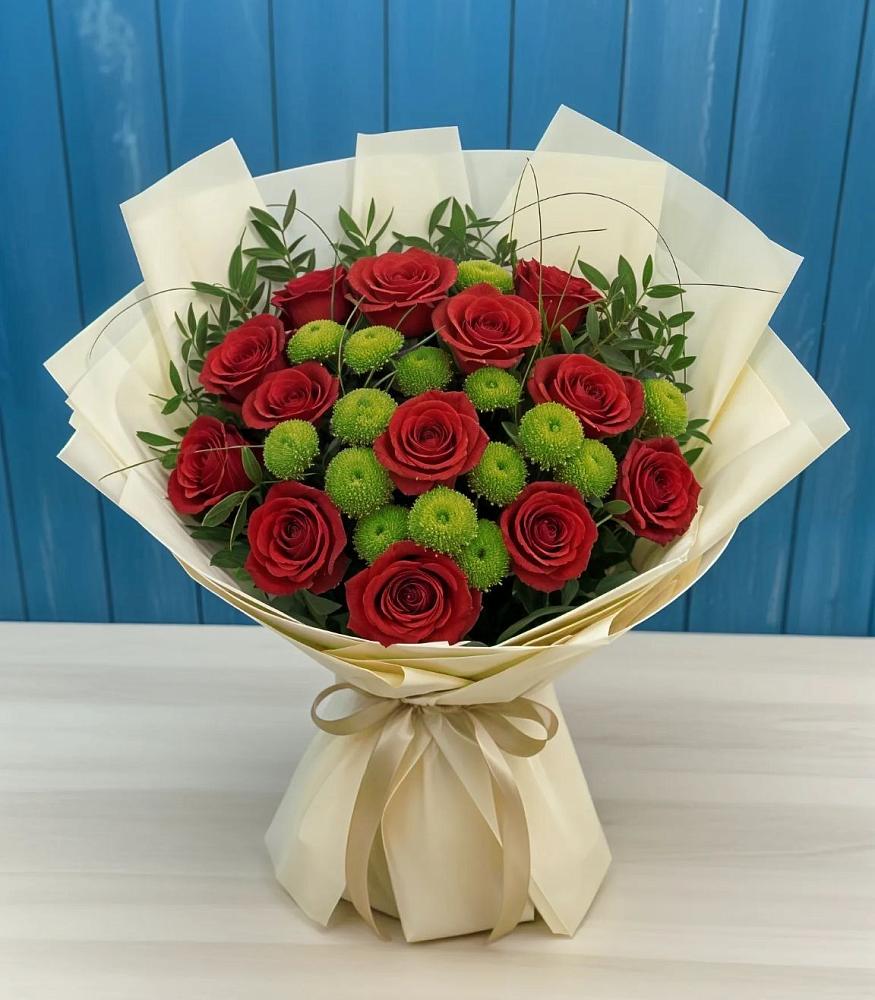 Букет цветов из: Розы и Хризантемы в Спасске Кемеровской области